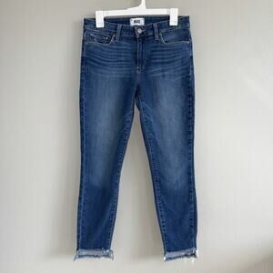 PAIGE Verdugo Ankle Jeans Women Size 29 Dark Wash High Rise Raw Hem Skinny